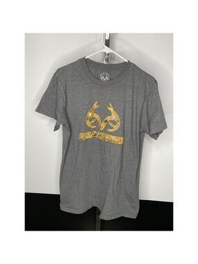 REALTREE Antler Creek Gray Tee Tshirt Camo Logo Size Large